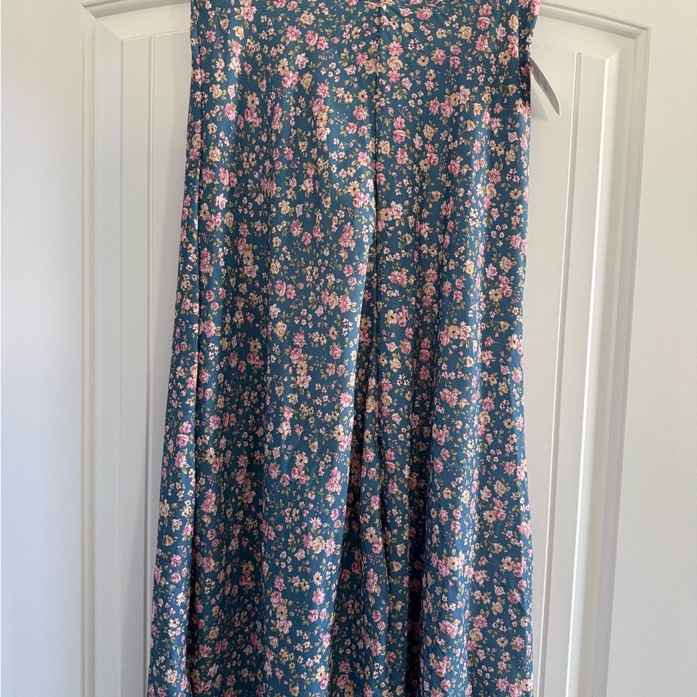 Altar'd State Blue and Pink Floral Midi Skirt
